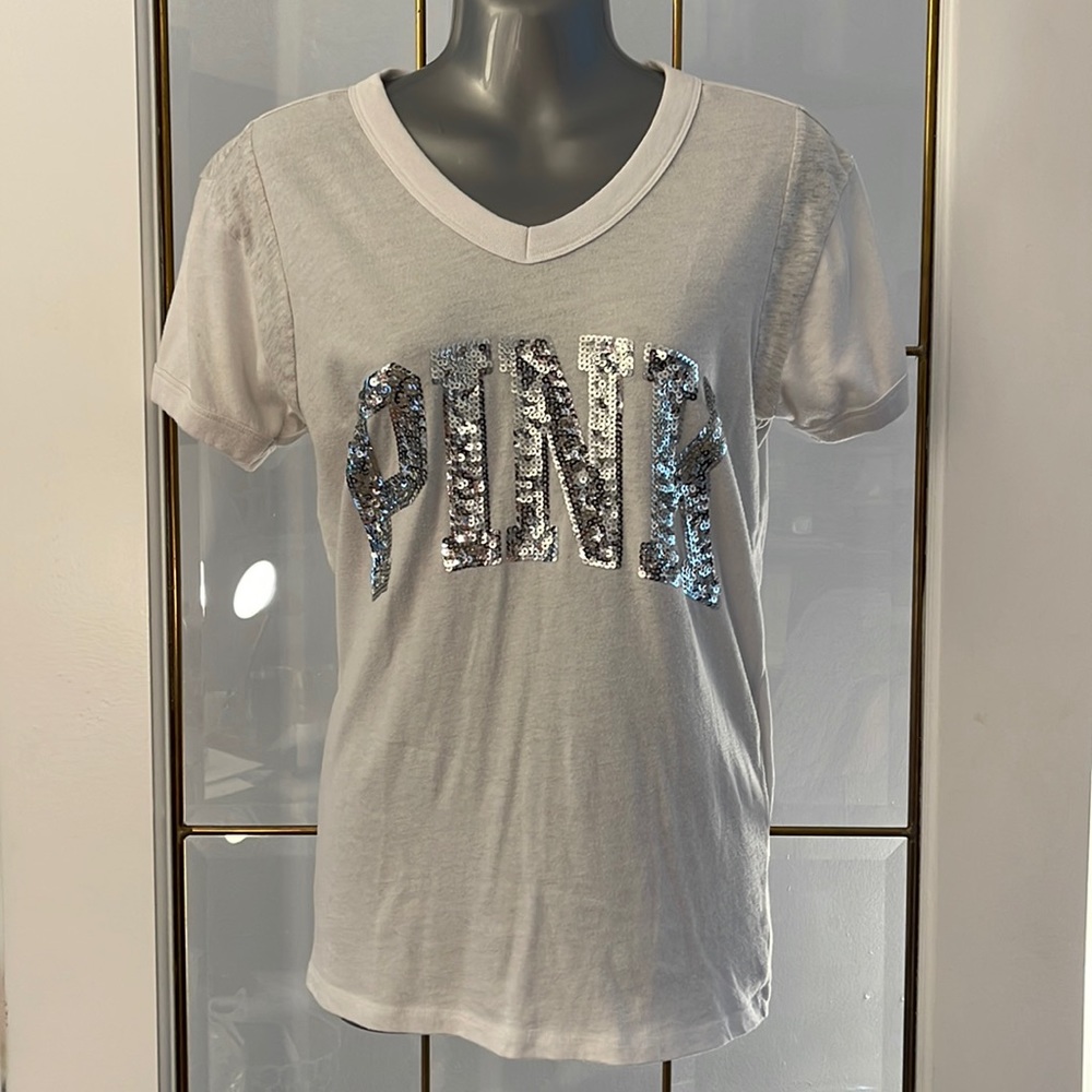 Pink white and glitter t-shirt